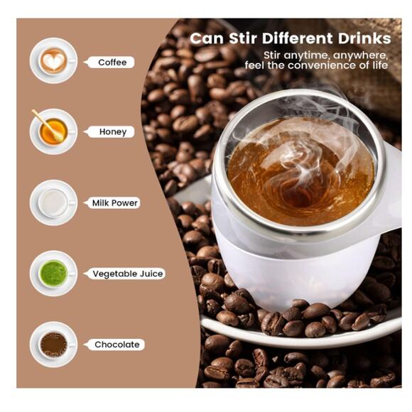 Self Stirring Mug, Electric Self Mixing Auto Magnetic Recharge 380ML Stainless - Picture 5 of 6
